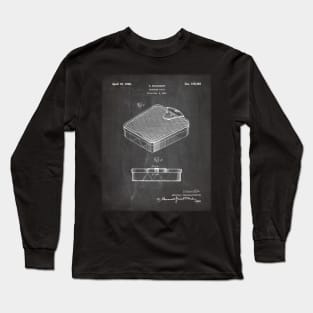 Bathroom Scale Patent - Housewarming Bathroom Art - Black Chalkboard Long Sleeve T-Shirt